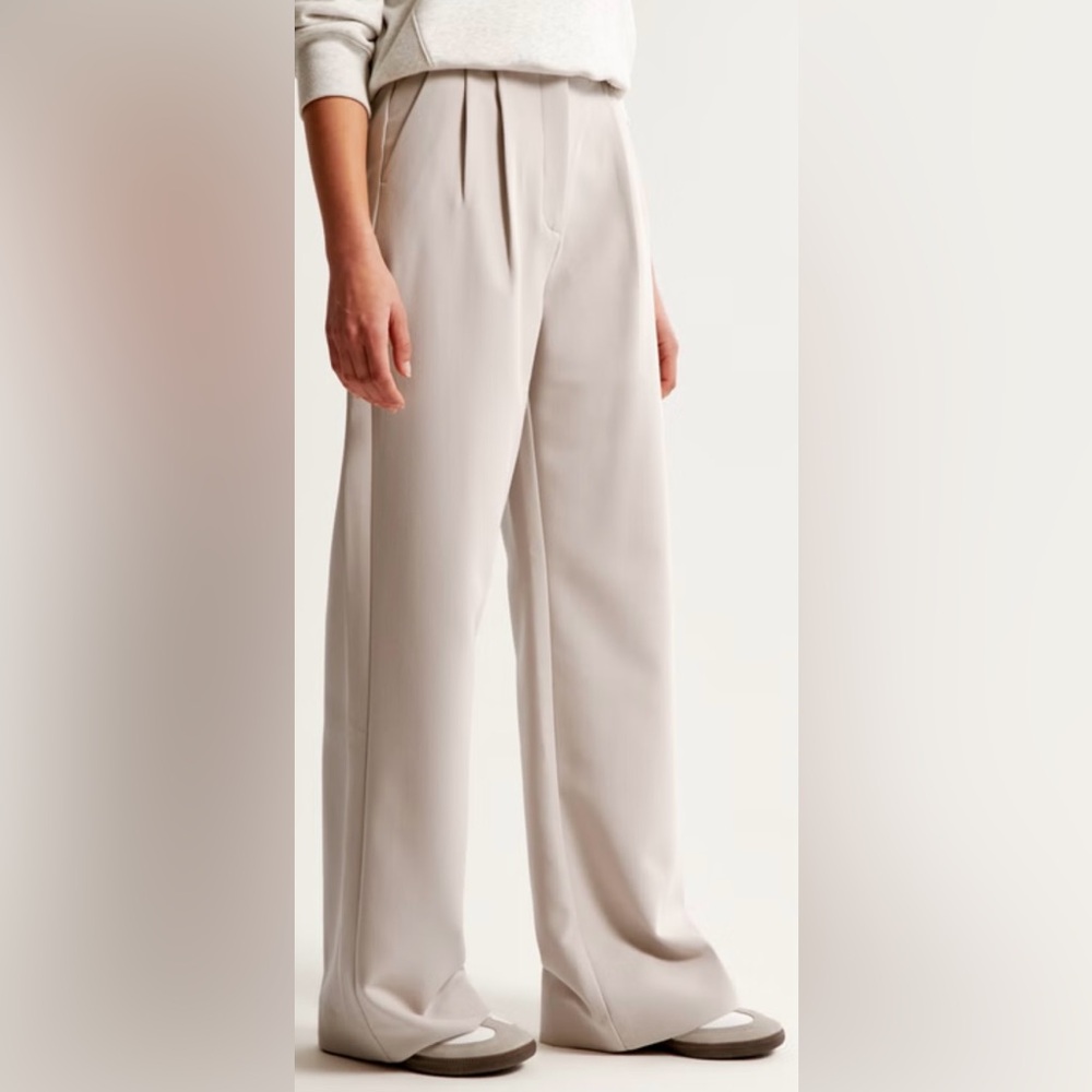 Abercrombie & Fitch Sloane Wide Leg Pants/Trousers in Light Taupe Size 28/6R - Picture 3 of 9